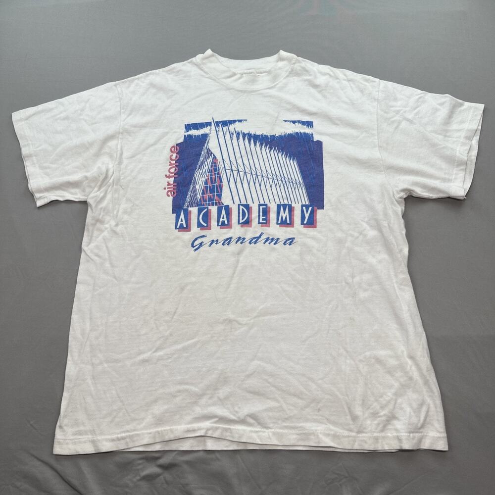 Vintage Hanes Airforce Academy Grandma T Shirt Large White Single Stitched